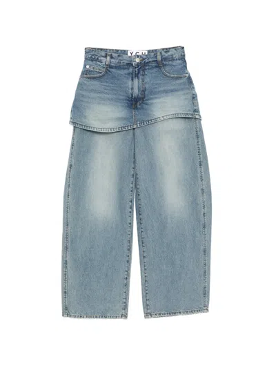 Ych Layered Wide-leg Jeans In Blue