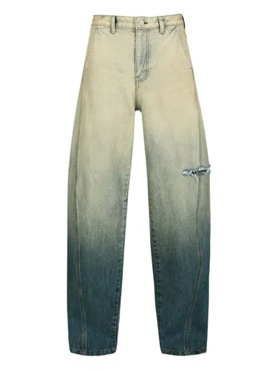 Ych Lurex-detailed Cut-out Jeans In Blue