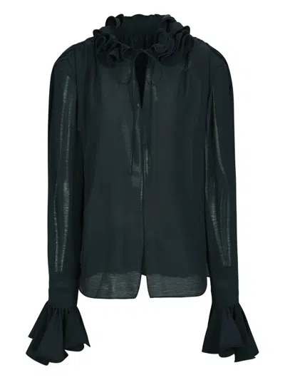 Ych Ruffle-detail Blouse In Black