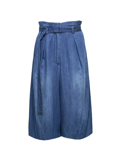 Ych Ruffled Waist Denim Skirt In Black