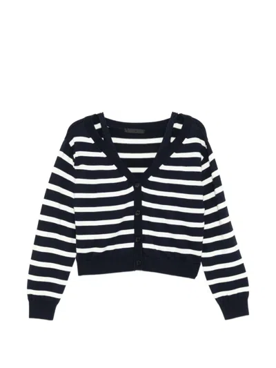 Ych Striped Cardigan In Black