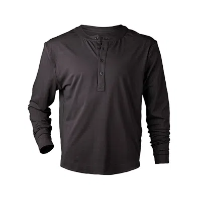Y.chroma Men's Black / Grey Buffed Cotton Long-sleeve Henley