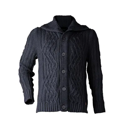 Y.chroma Men's Black / Grey / Neutrals Power Cable Sweater Obsidian Gray