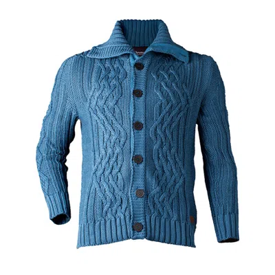 Y.chroma Men's Blue Power Cable Sweater Real Teal