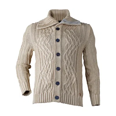 Y.chroma Men's Neutrals Power Cable Sweater Soybean
