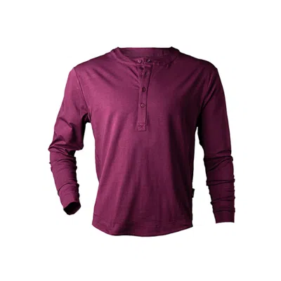 Y.chroma Men's Pink / Purple Buffed Cotton Long-sleeve Henley