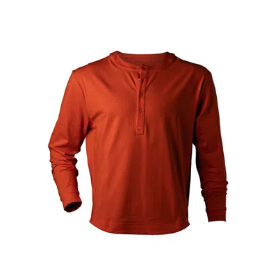 Y.chroma Men's Red / Yellow / Orange Buffed Cotton Long-sleeve Henley