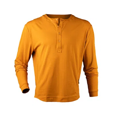 Y.chroma Men's Yellow / Orange Buffed Cotton Long-sleeve Henley