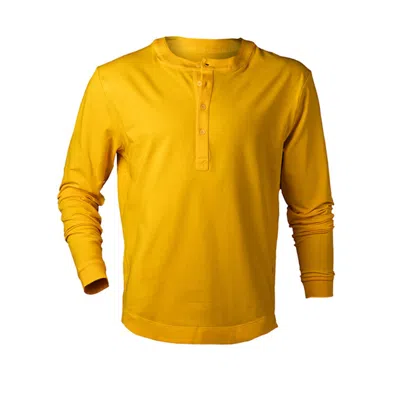 Y.chroma Men's Yellow / Orange Buffed Cotton Long-sleeve Henley