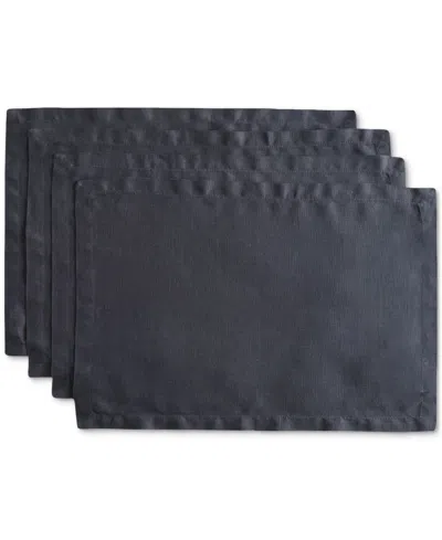 Year & Day Linen Solid-color Placemat, Set Of 4 In Midnight