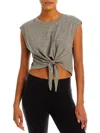 Year Of Ours Carrie Womens Crewneck Tie Front Cropped In Multi