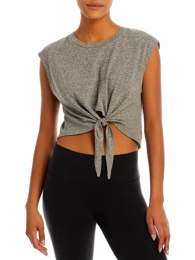 Year Of Ours Carrie Womens Crewneck Tie Front Cropped In Multi