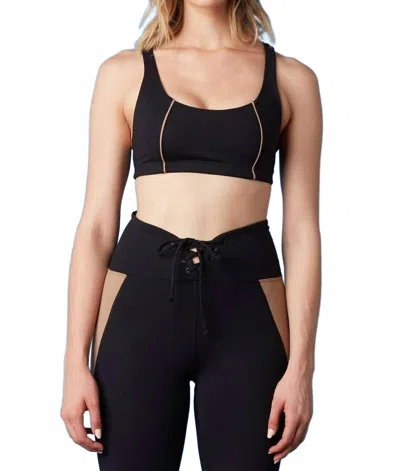 Year Of Ours Color Blocked Basic Sports Bra In Black/doe In Multi