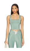 Year Of Ours Corset Tank Top In Basil & White