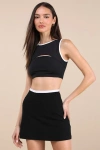 Year Of Ours Hailey Black And White Ribbed Mini Skirt
