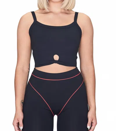 Year Of Ours Kendall Knot Tank With Keyhole Detail In Black In Multi