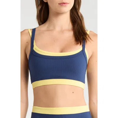Year Of Ours Layered Rib Sports Bra In Blue