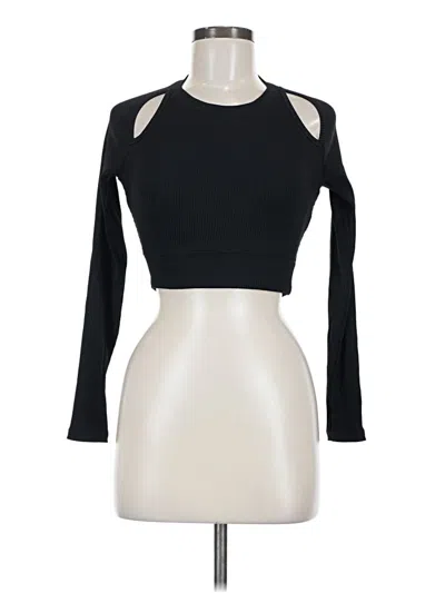 Pre-owned Year Of Ours Long Sleeve Top Black Keyhole Neckline Tops