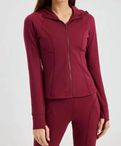Year Of Ours Night Rider Zip Hoodie In Dark Cherry In Red