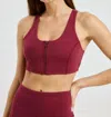 Year Of Ours Night Track Zip Sports Bra In Dark Cherry In Red