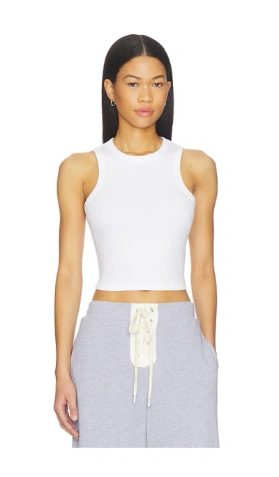 Year Of Ours Racer Crop Tank Top In White