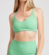 Year Of Ours Ribbed Curved Sports Bralette In Green Watermelon In Multi