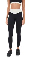Year Of Ours Ribbed Dip Leggings Black/cream In Black