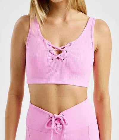 Year Of Ours Ribbed Football Bra In Flamingo Pink In Multi