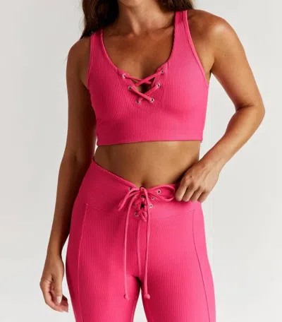 Year Of Ours Ribbed Football Bra In Magenta