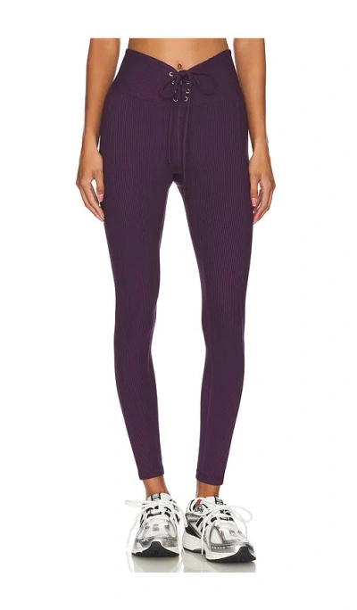 Year Of Ours Ribbed Football Legging In Deep Plum
