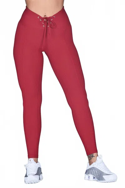 Year Of Ours Ribbed Football Legging In Deep Red
