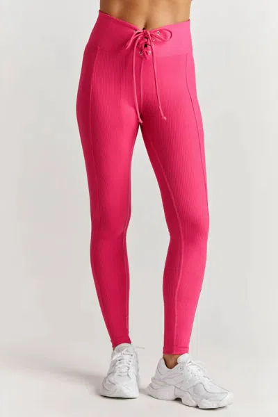 Year Of Ours Ribbed Football Leggings In Magenta