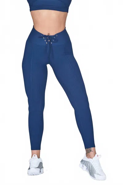 Year Of Ours Ribbed Football Leggings In Navy In Blue