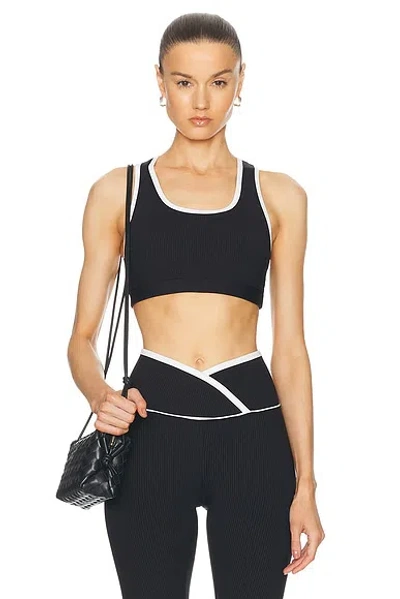 Year Of Ours Ribbed Gym Bra 2.0 In Black & White