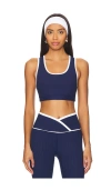 Year Of Ours Ribbed Gym Bra 2.0 In Navy & White