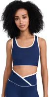 Year Of Ours Ribbed Gym Bra 2.0 In Navy/white