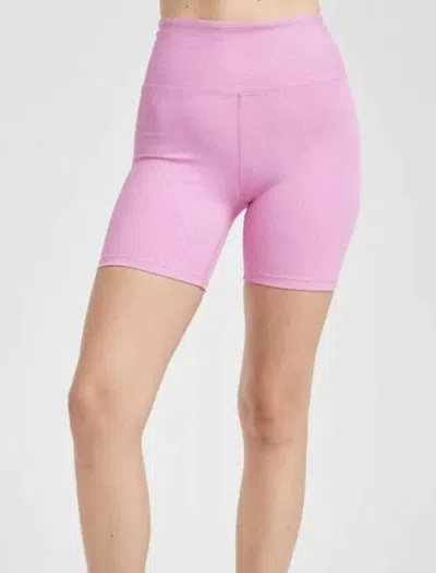 Year Of Ours Ribbed High High Biker Short In Flamingo Pink In Multi