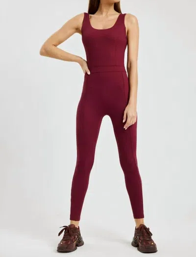 Year Of Ours Ribbed Reformer Onesie In Dark Cherry In Red