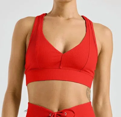 Year Of Ours Ribbed Tess Bra In Red