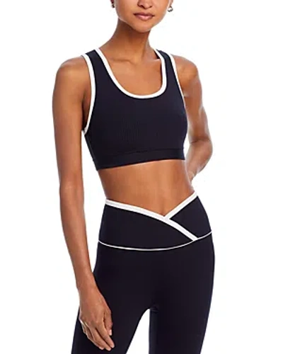 Year Of Ours Ribbed Two Tone Sports Bra In Black