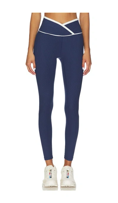 Year Of Ours Ribbed Two Tone Veronica Legging In Blue