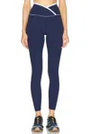 Year Of Ours Ribbed Two Tone Veronica Legging In Navy & White