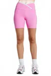 Year Of Ours Ribbed Two Tone Veronica Short In Pink & White In Pink