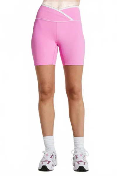 Year Of Ours Ribbed Two Tone Veronica Short In Pink & White