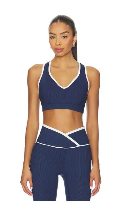 Year Of Ours Ribbed V Sports Bra In Blue