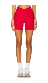 Year Of Ours Ribbed V Waist Biker Short In Red