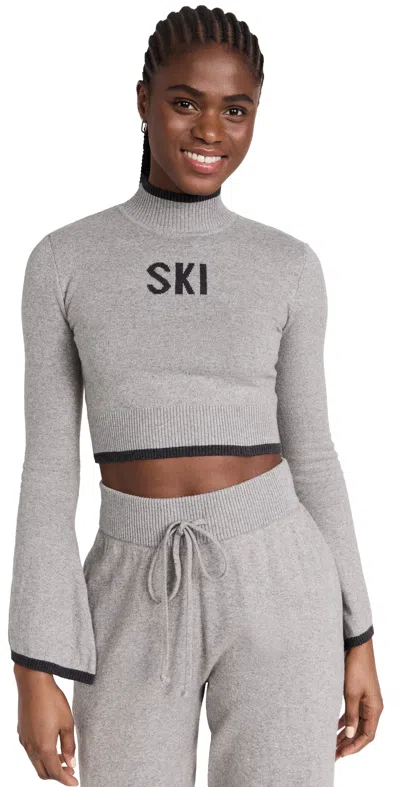 Year Of Ours Ski Bell Sleeve Sweater Crop Heather Grey L
