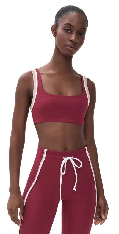 Year Of Ours Sport Double Bra Maroon/white/tan In Burgundy