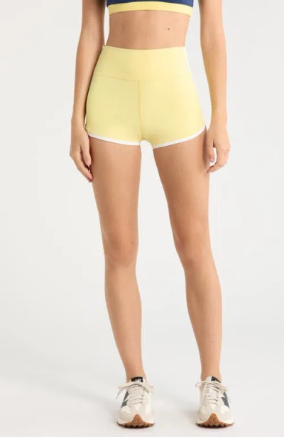 Year Of Ours Sporty High Waist Performance Shorts In Yellow