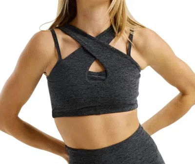 Year Of Ours Stretch Double Bra In Charcoal In Pink